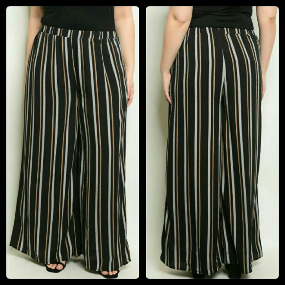 PLUS SIZE WIDE LEG STRIPE PANTS! - Picture 2 of 3
